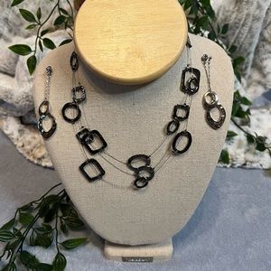 Marks and Spencer Contemporary Silver Toned Necklace & Matching earrings